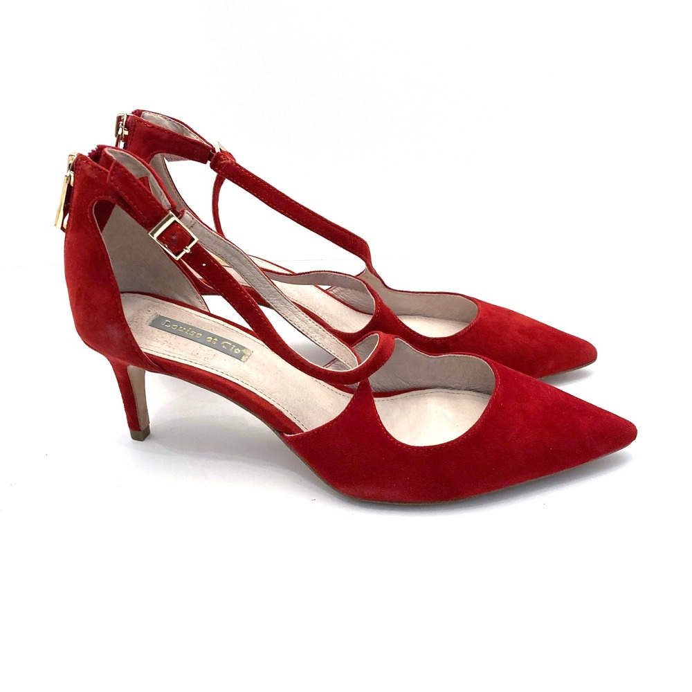 Louise et Cie Red Suede Strappy Stiletto Heels Shoes Womens 8M EU 38 NEW